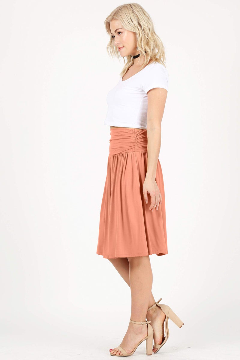 Simlu Peach Skirts for Women Reg and Plus Size a Line Knee Length Skirt Pocket Skirt Casual Skirts for Women (Size Medium, Peach) - Image 2